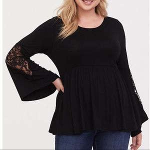 Torrid, lace bell sleeve babydoll style blouse!